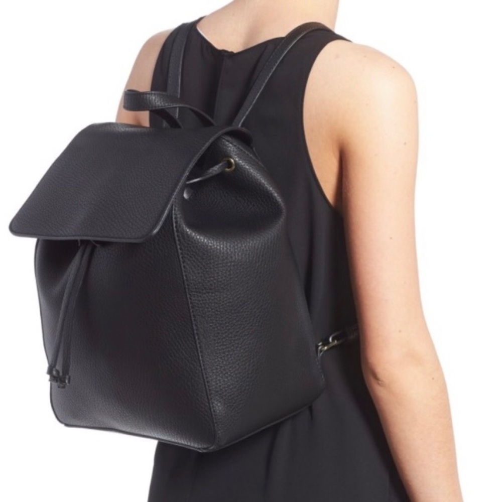 Sole Society Black Pebbled Leather Backpack